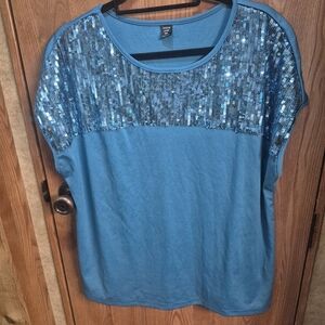 SHEIN Blue Sequin Women's Top.   BOX 28